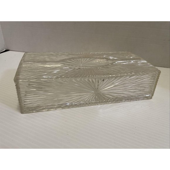 Vintage Celebrity Clear Acrylic Plastic Tissue Box Holder Starburst EUC - Picture 1 of 5
